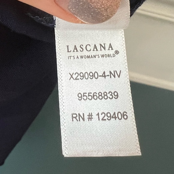 LASCANA Women’s Navy Blue Tie Sleeve Off-The-Shoulder Dress Smock Size 4 Boho - Picture 8 of 9